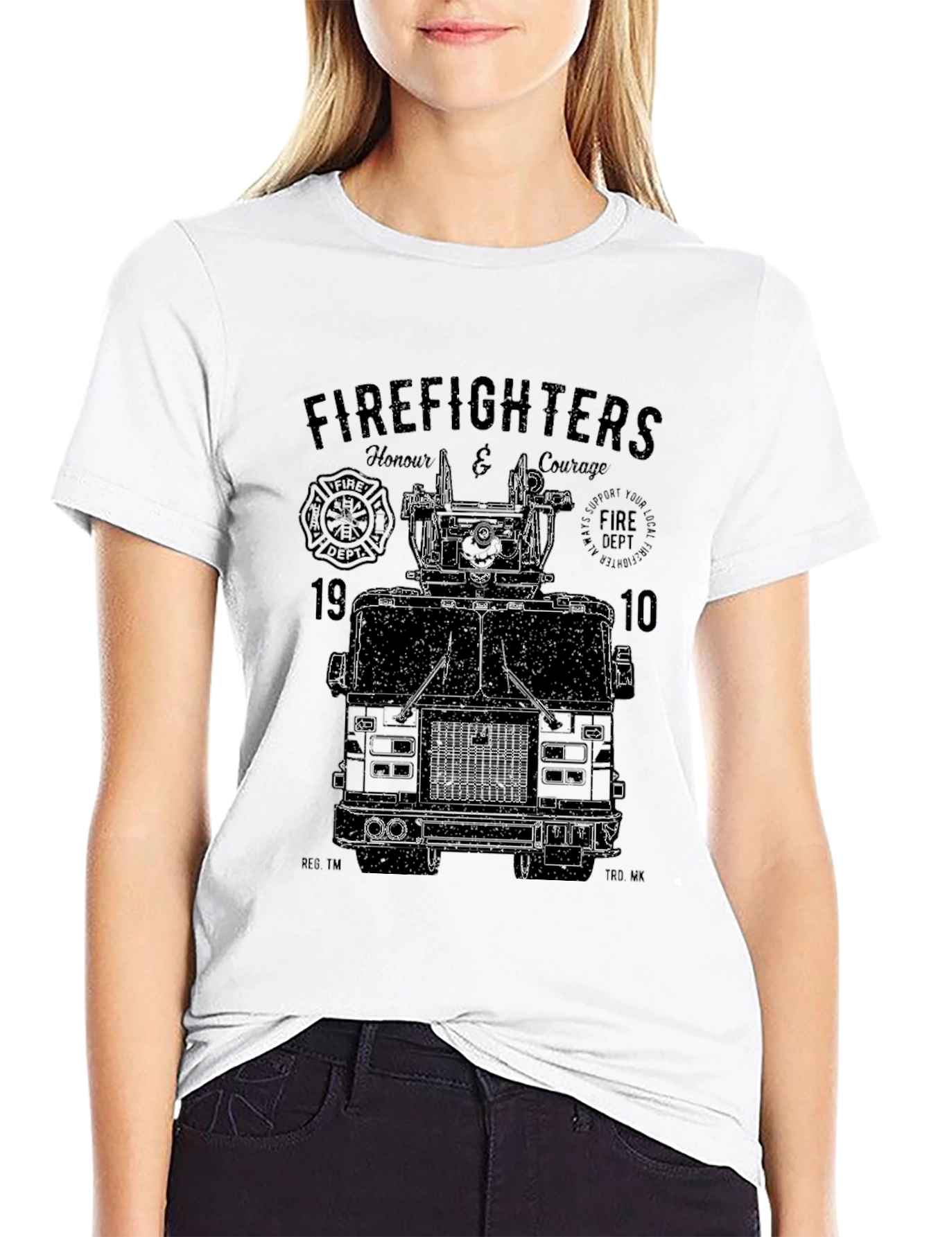 Camiseta Negra Gráfico Bomberos