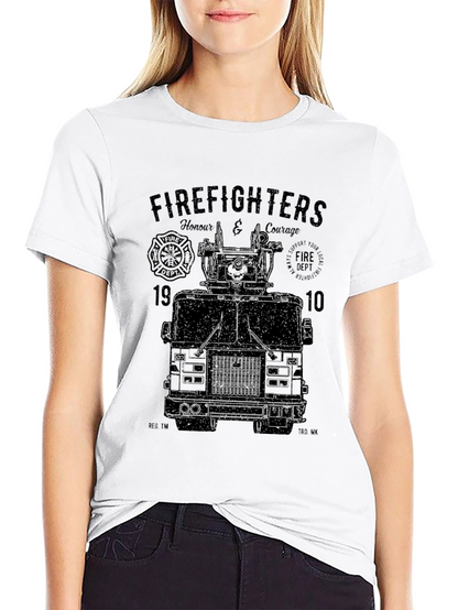 Camiseta Negra Gráfico Bomberos