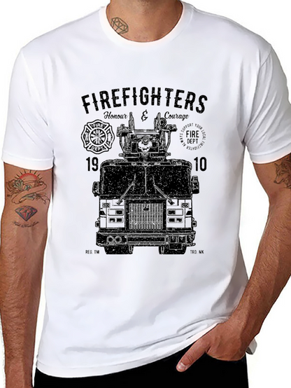 Camiseta Negra Gráfico Bomberos