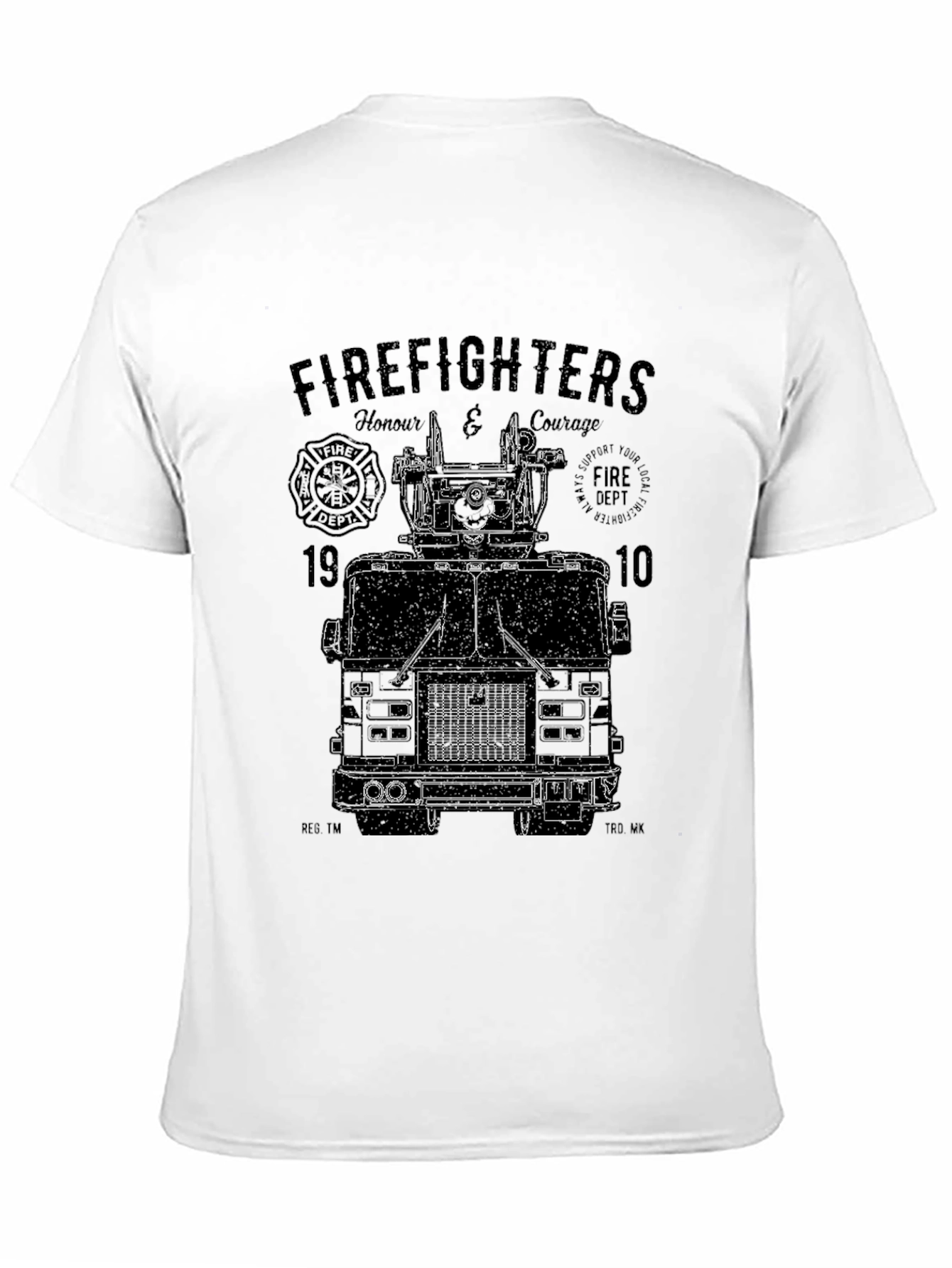 Camiseta Negra Gráfico Bomberos