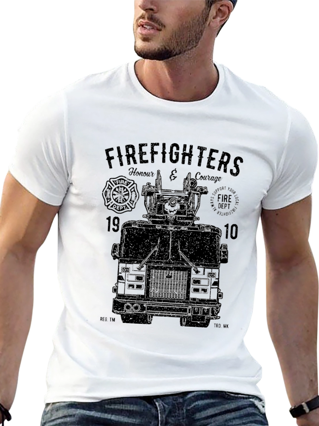 Camiseta Negra Gráfico Bomberos