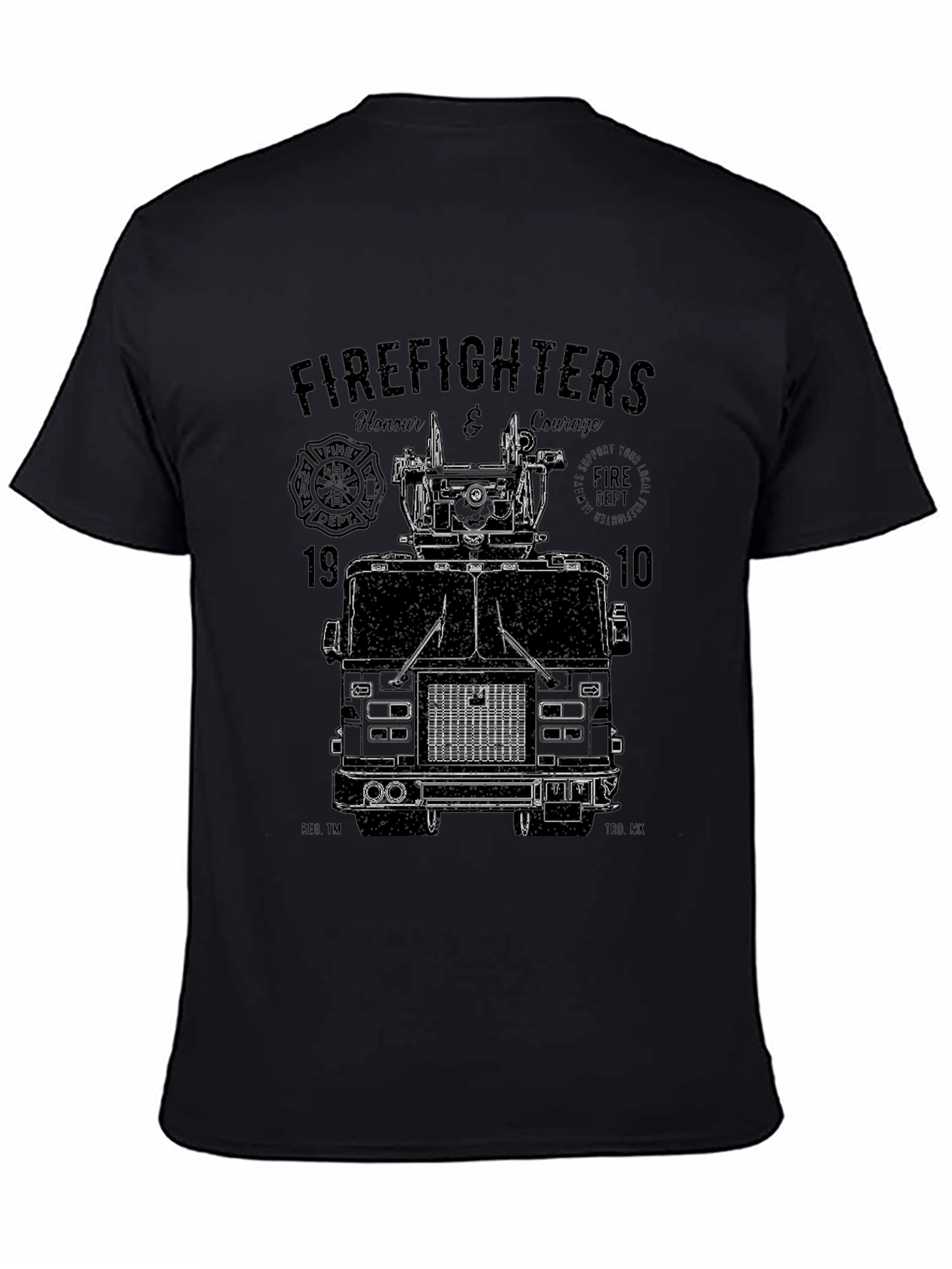 Camiseta Negra Gráfico Bomberos