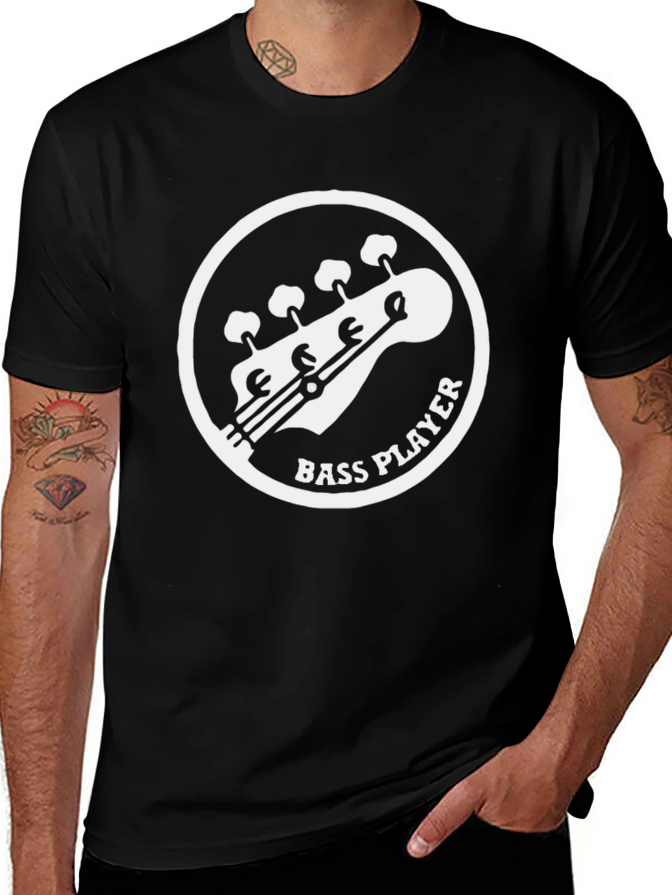Camiseta Negra Bass Player para Amantes de la Música