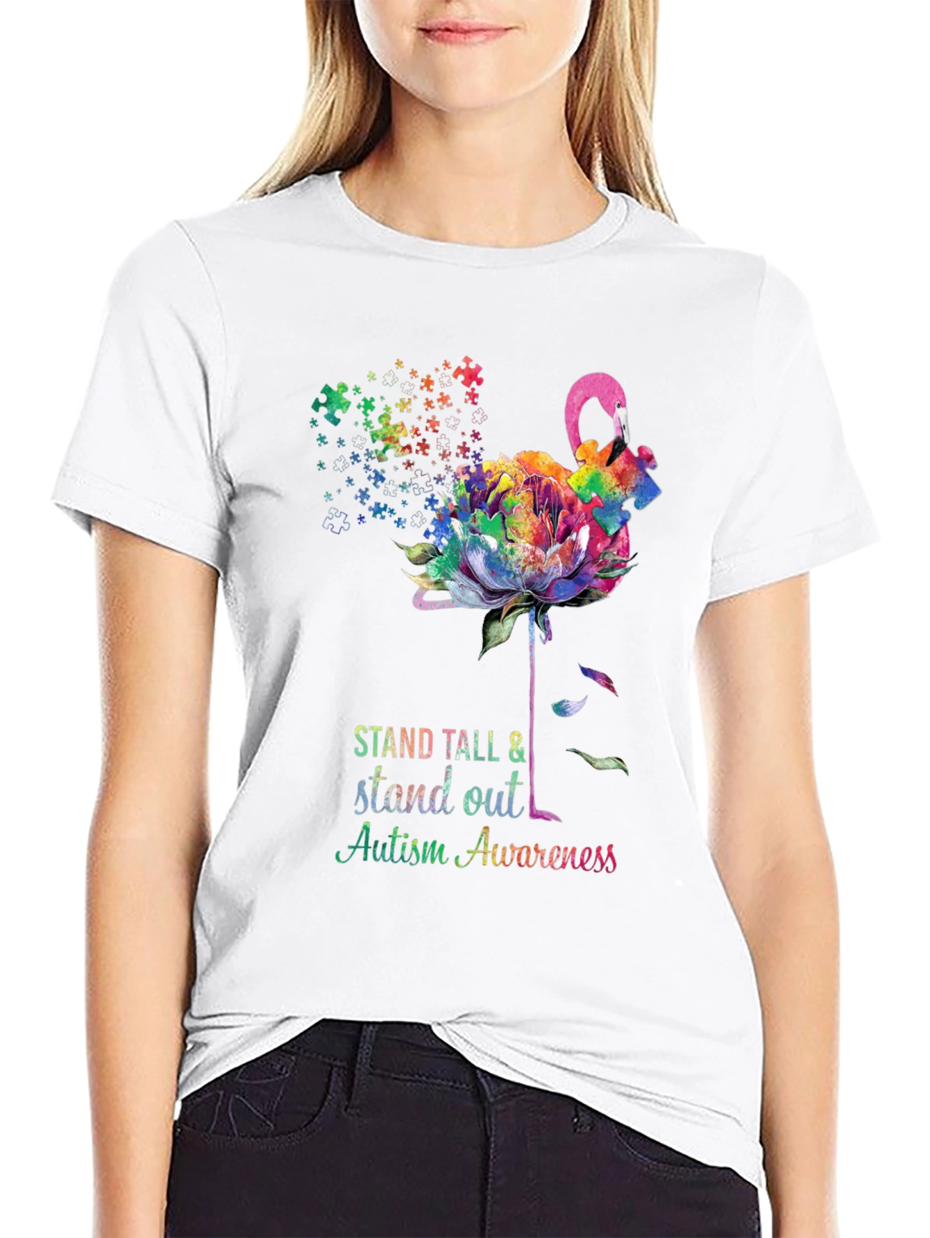 Camiseta Concienciación Autismo - Flamenco Puzzle