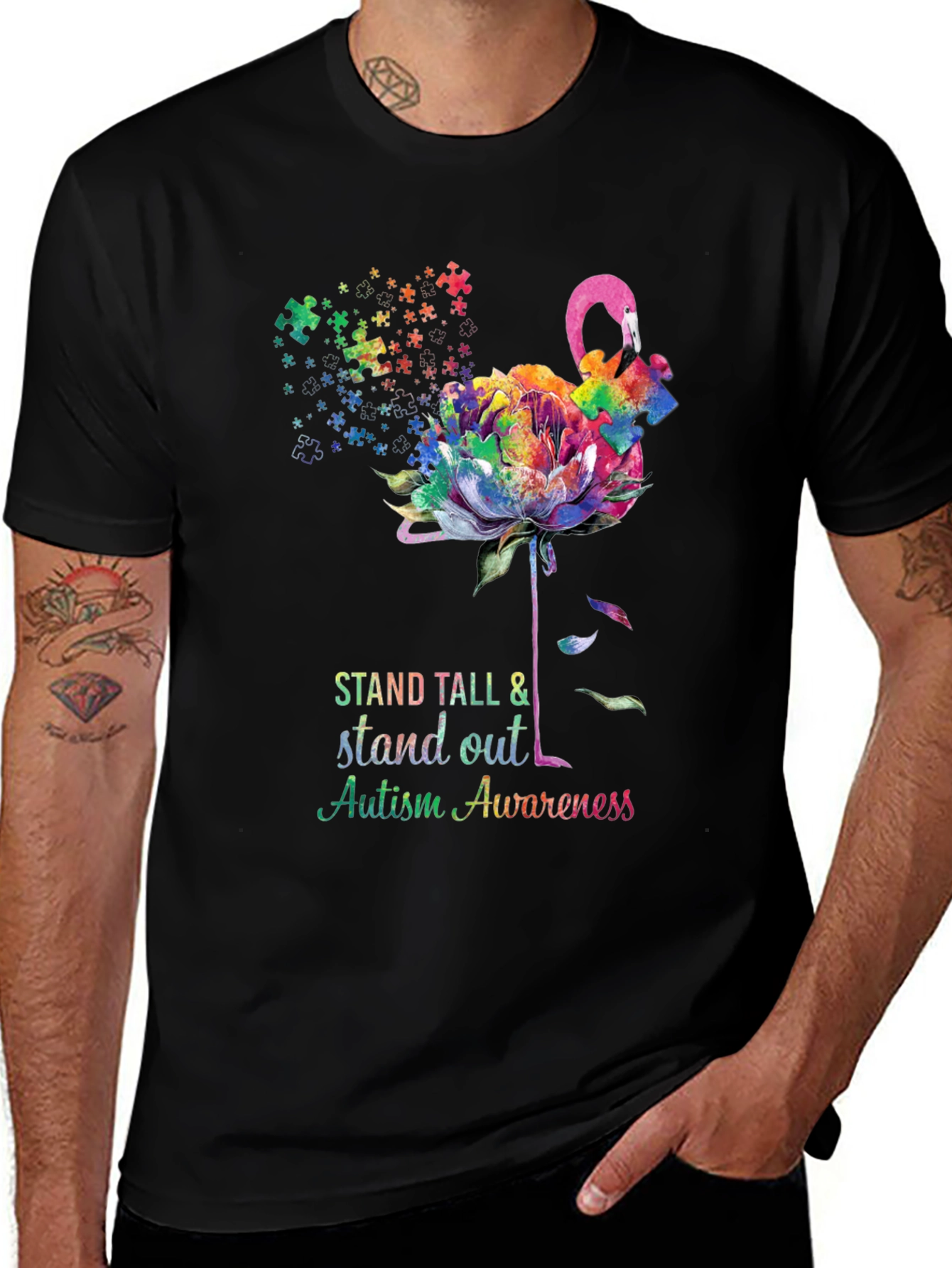 Camiseta Concienciación Autismo - Flamenco Puzzle