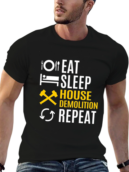 Camiseta Negra Demolición: Come Duerme Demuele Repite