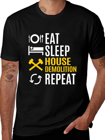 Camiseta Negra Demolición: Come Duerme Demuele Repite