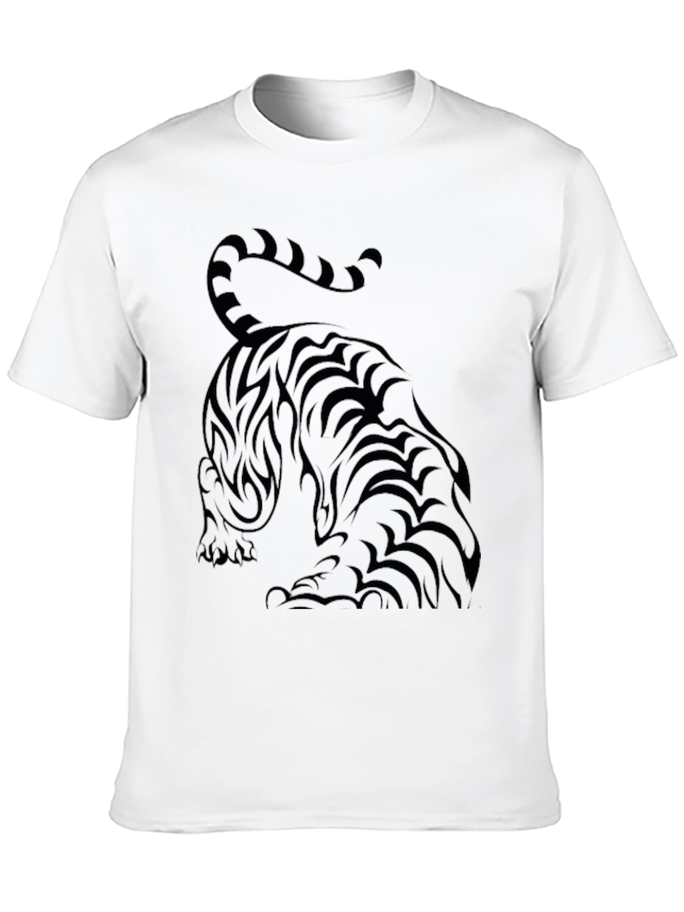 Camiseta Negra con Diseño de Tigre Tribal para Hombre