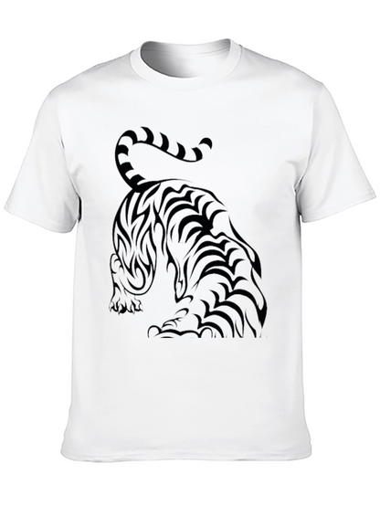 Camiseta Negra con Diseño de Tigre Tribal para Hombre