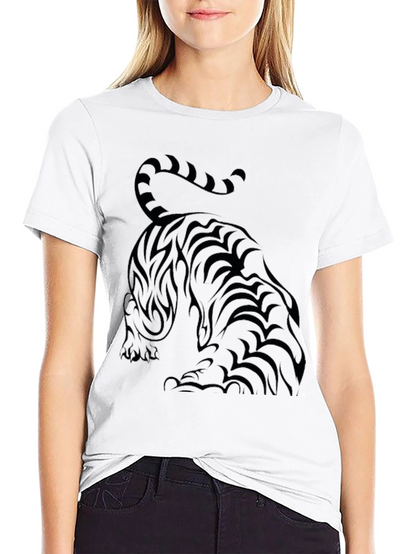 Camiseta Negra con Diseño de Tigre Tribal para Hombre