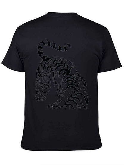 Camiseta Negra con Diseño de Tigre Tribal para Hombre