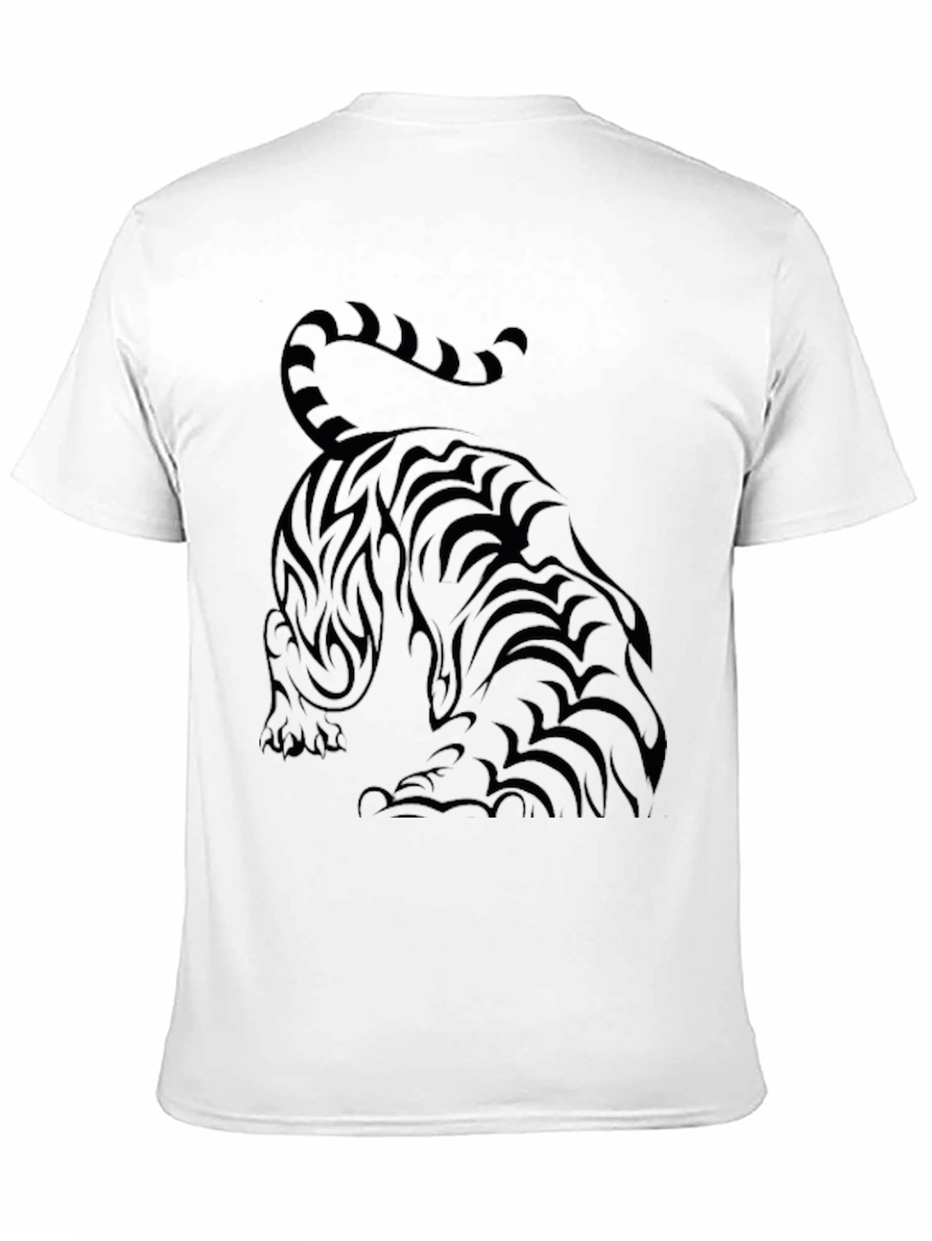 Camiseta Negra con Diseño de Tigre Tribal para Hombre