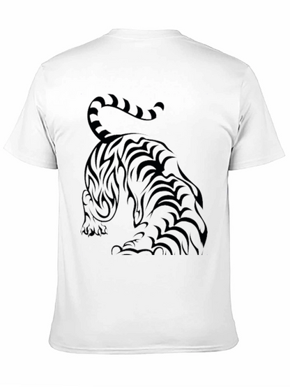 Camiseta Negra con Diseño de Tigre Tribal para Hombre