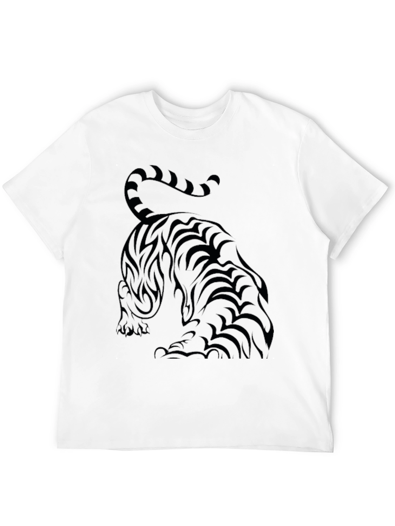 Camiseta Negra con Diseño de Tigre Tribal para Hombre