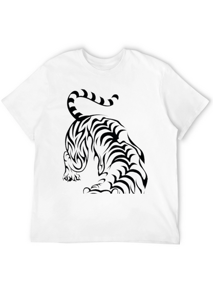 Camiseta Negra con Diseño de Tigre Tribal para Hombre