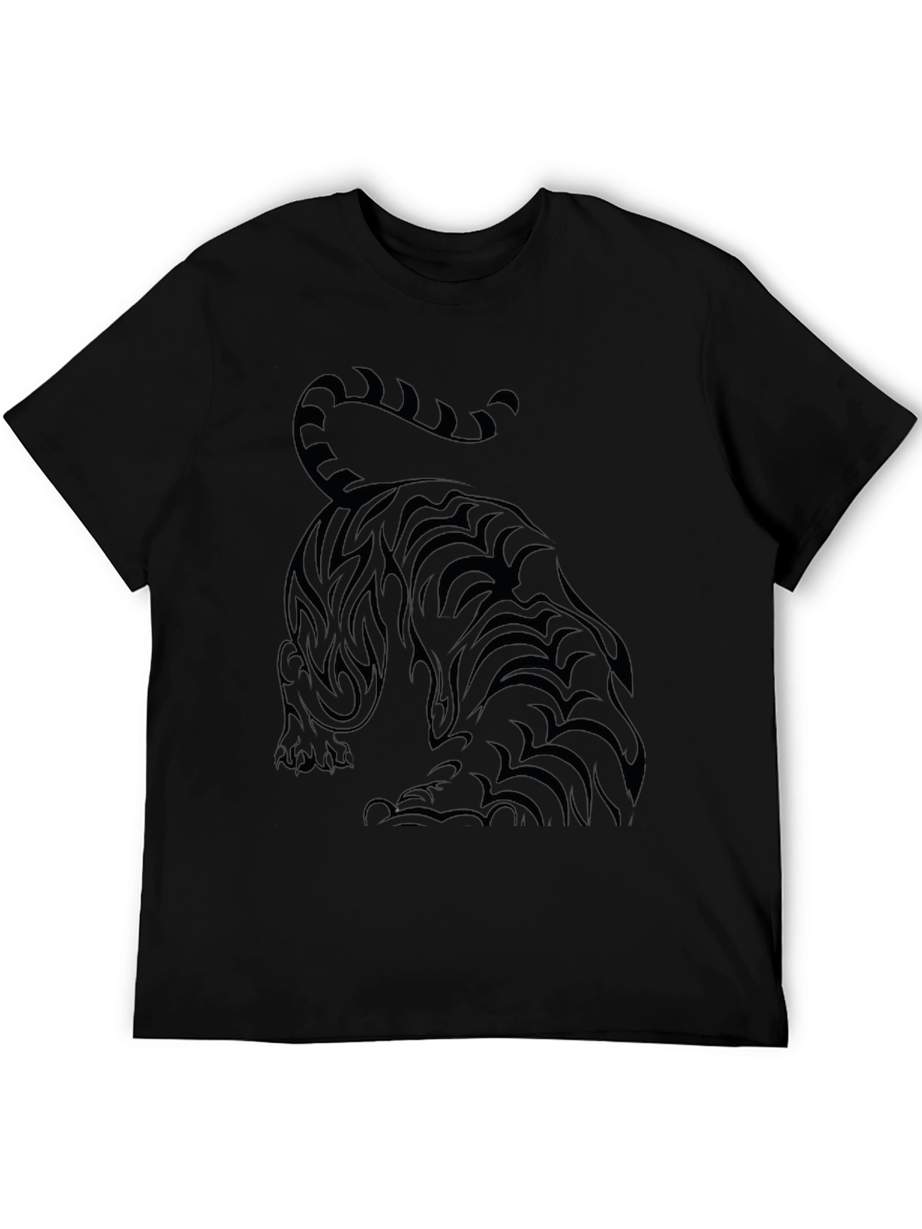 Camiseta Negra con Diseño de Tigre Tribal para Hombre