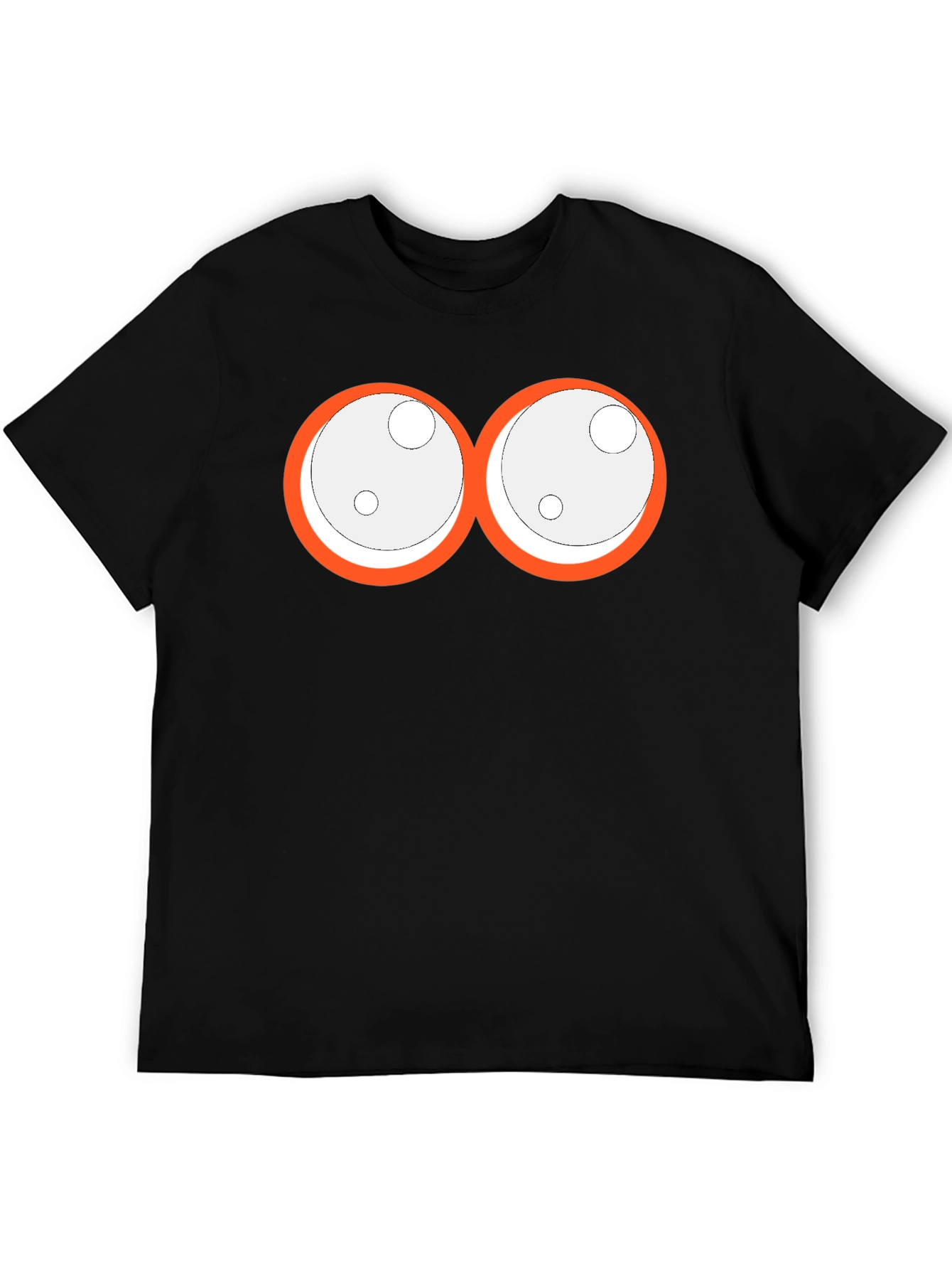 Camiseta Negra con Ojos de Dibujos Animados Naranja