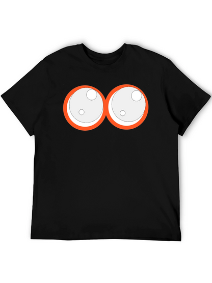 Camiseta Negra con Ojos de Dibujos Animados Naranja