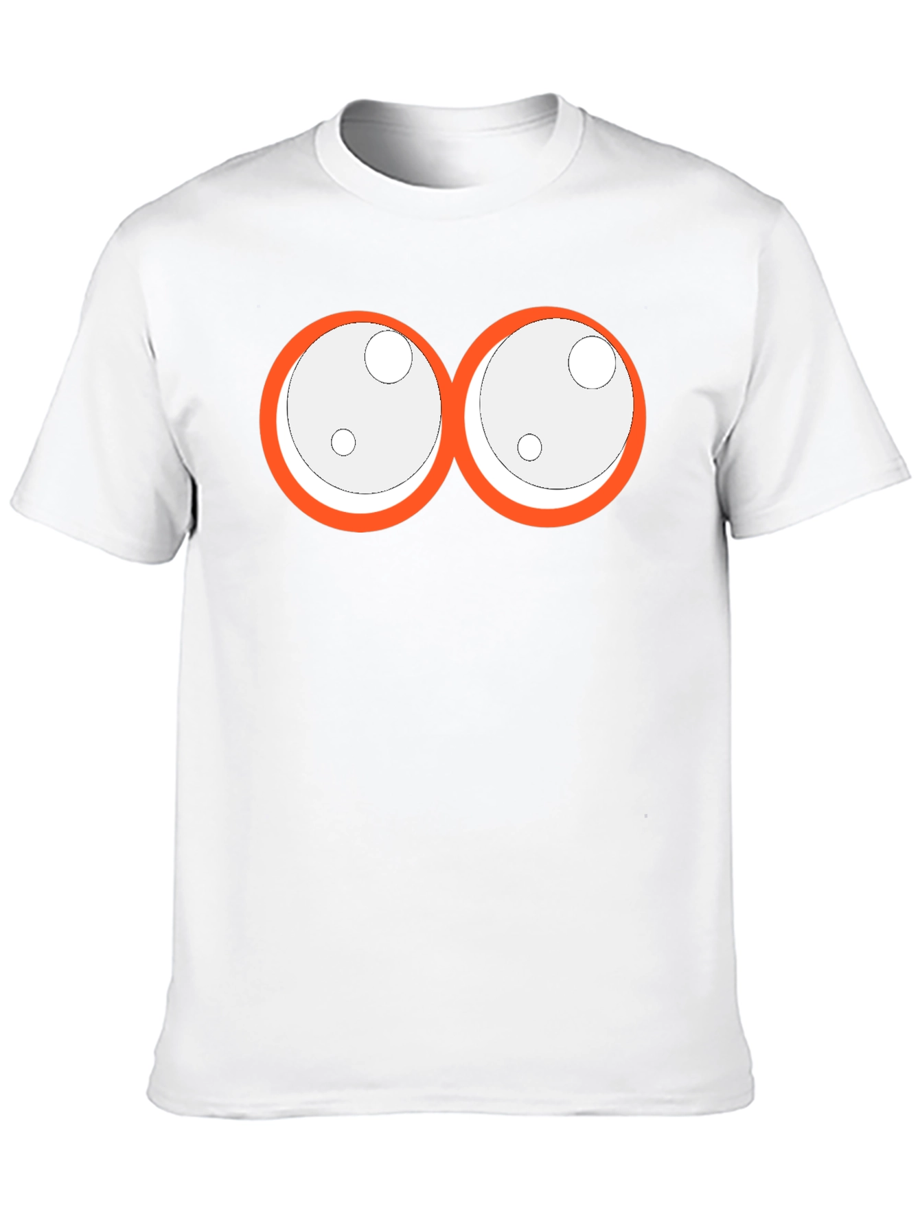 Camiseta Negra con Ojos de Dibujos Animados Naranja
