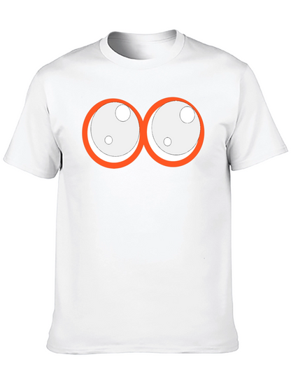 Camiseta Negra con Ojos de Dibujos Animados Naranja