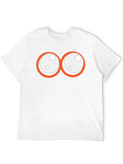 Camiseta Negra con Ojos de Dibujos Animados Naranja