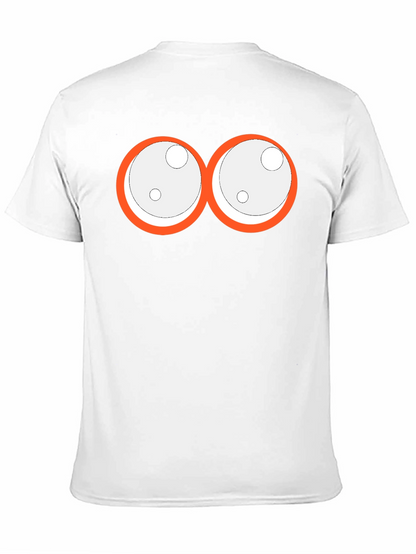 Camiseta Negra con Ojos de Dibujos Animados Naranja