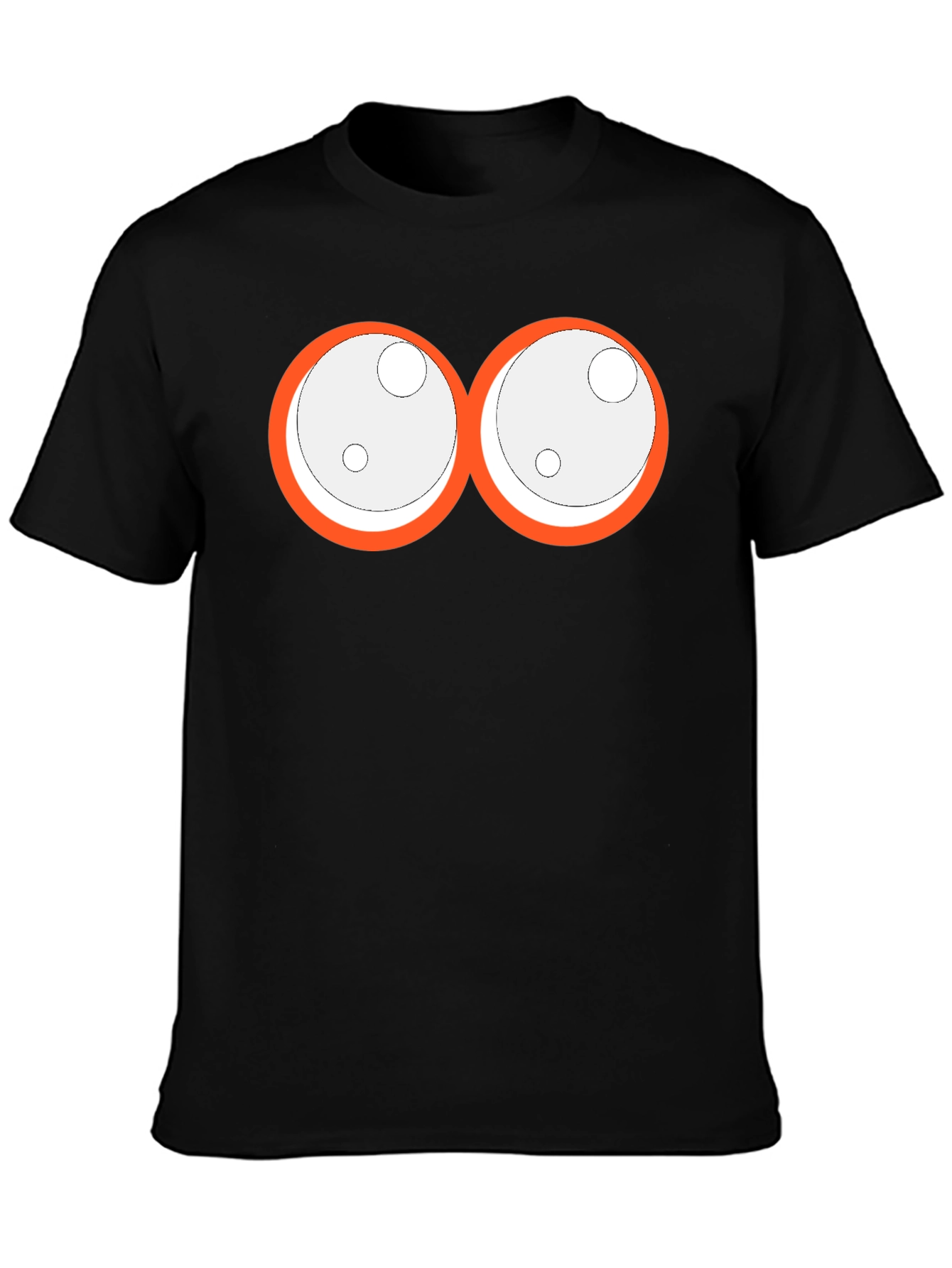 Camiseta Negra con Ojos de Dibujos Animados Naranja
