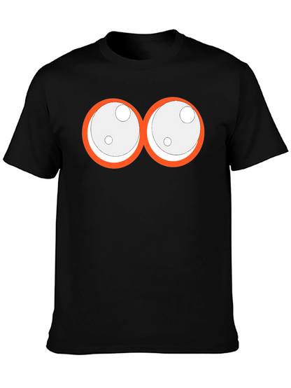 Camiseta Negra con Ojos de Dibujos Animados Naranja