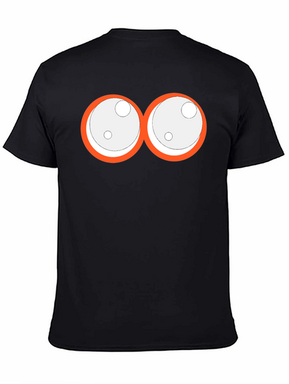 Camiseta Negra con Ojos de Dibujos Animados Naranja