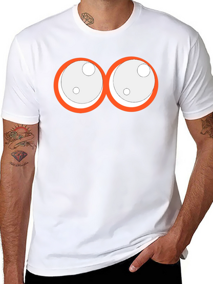 Camiseta Negra con Ojos de Dibujos Animados Naranja