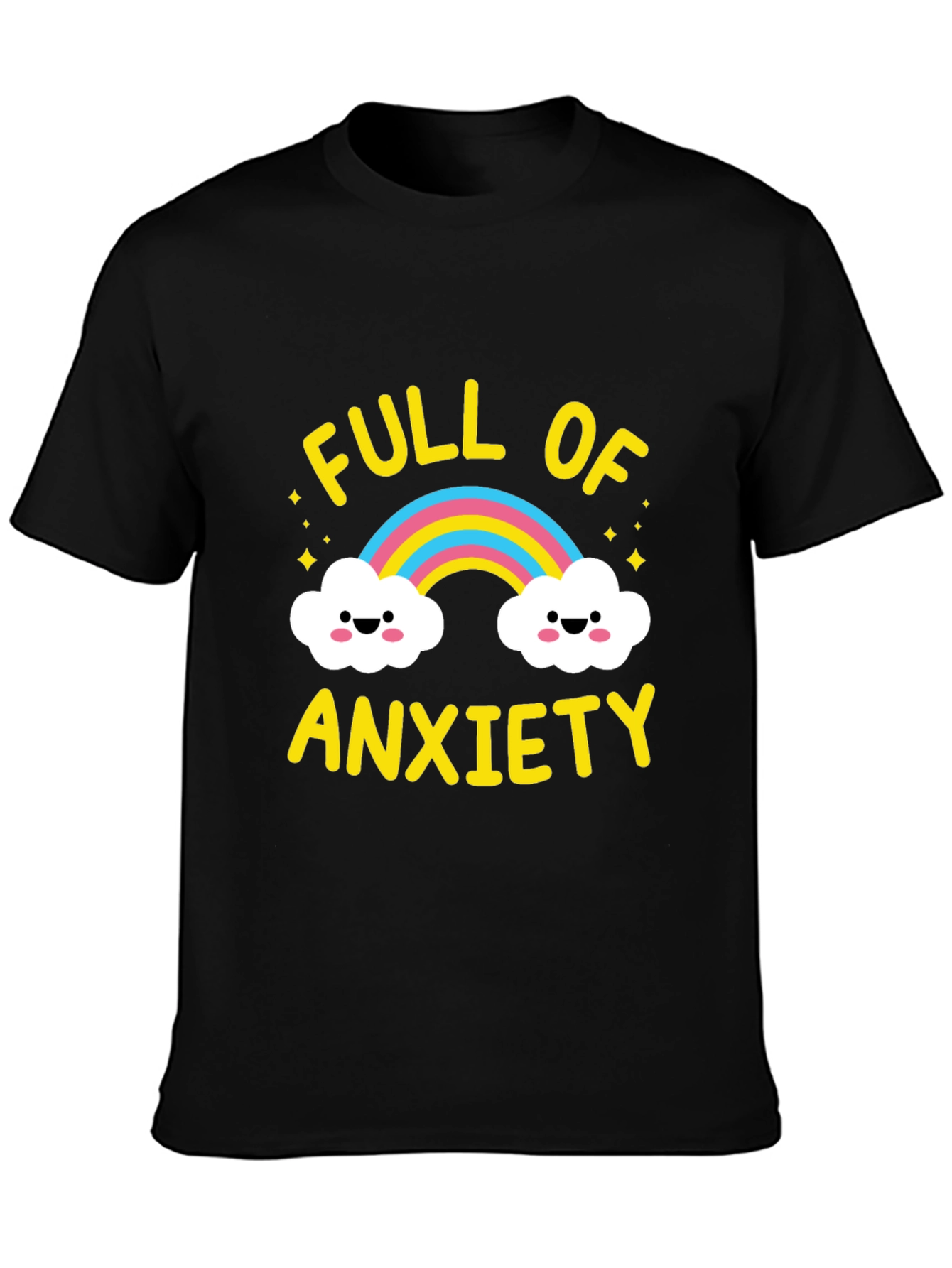 Camiseta Negra Full Of Anxiety con Arcoíris
