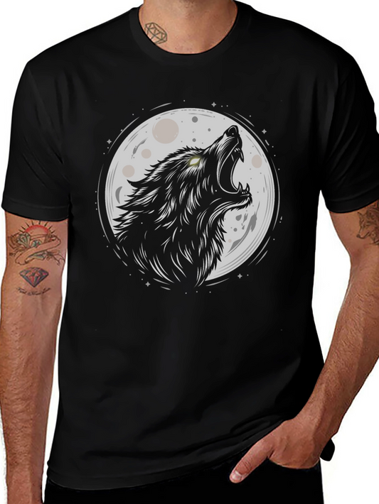 Camiseta Hombre Lobo Aullando a la Luna - Diseño Único