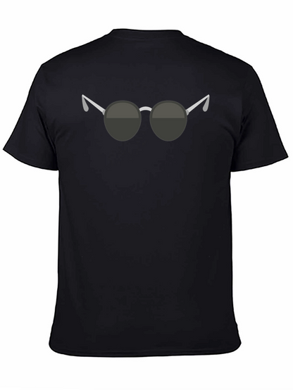 Camiseta Negra con Diseño de Gafas Redondas