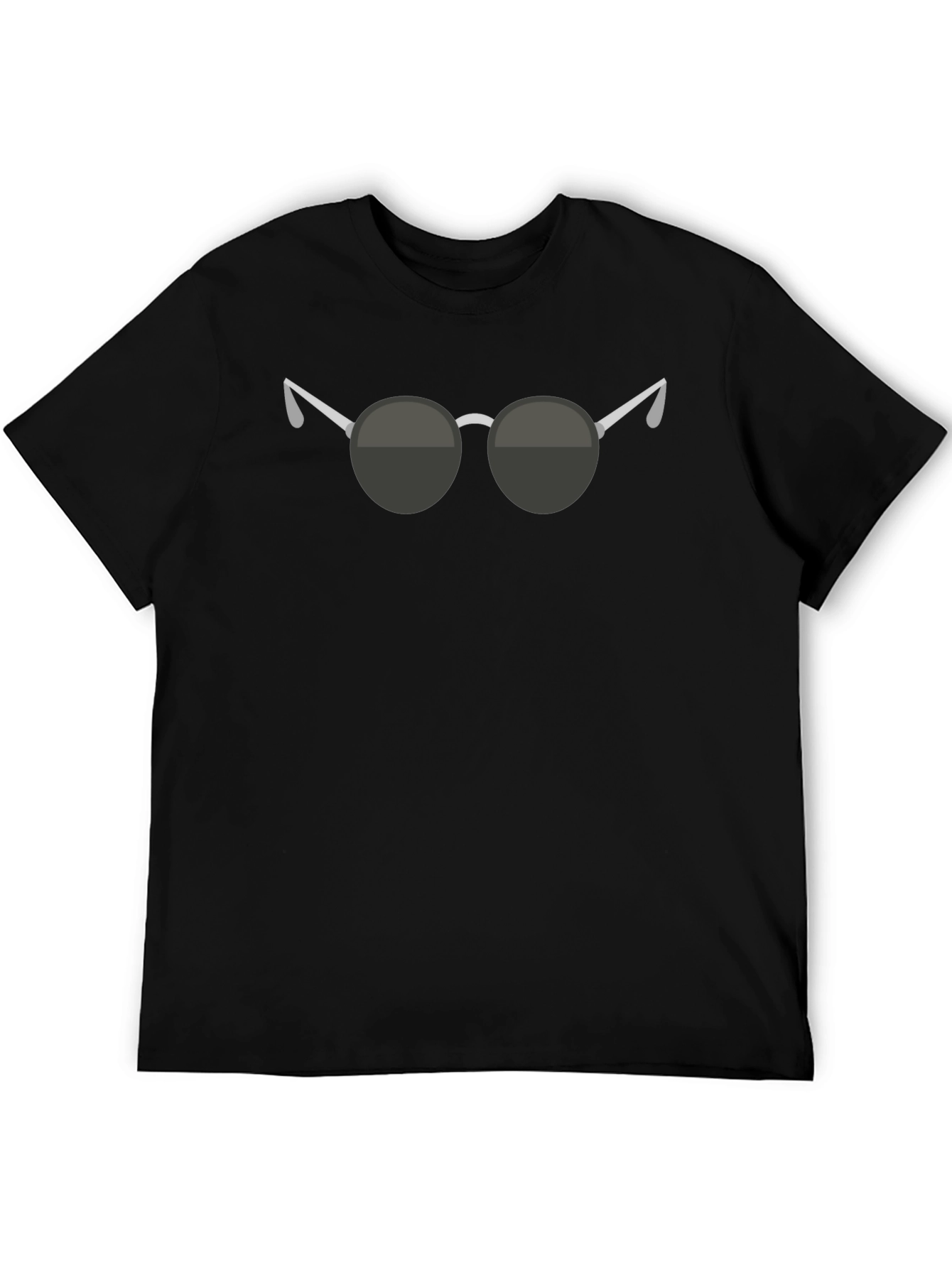 Camiseta Negra con Diseño de Gafas Redondas