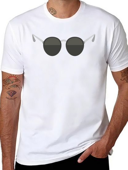 Camiseta Negra con Diseño de Gafas Redondas