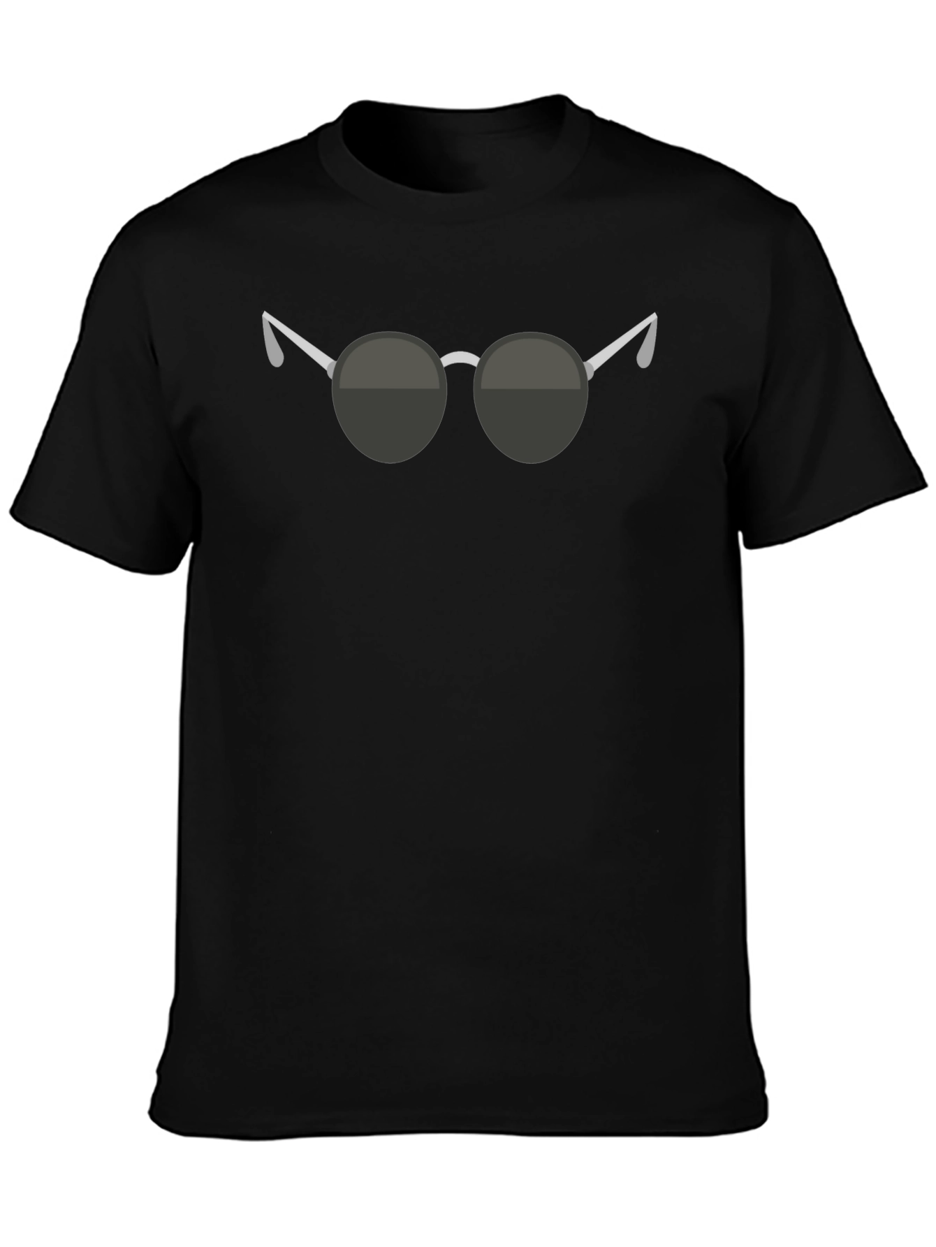 Camiseta Negra con Diseño de Gafas Redondas