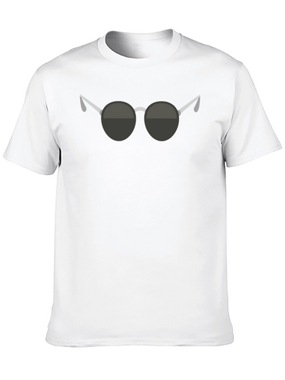 Camiseta Negra con Diseño de Gafas Redondas