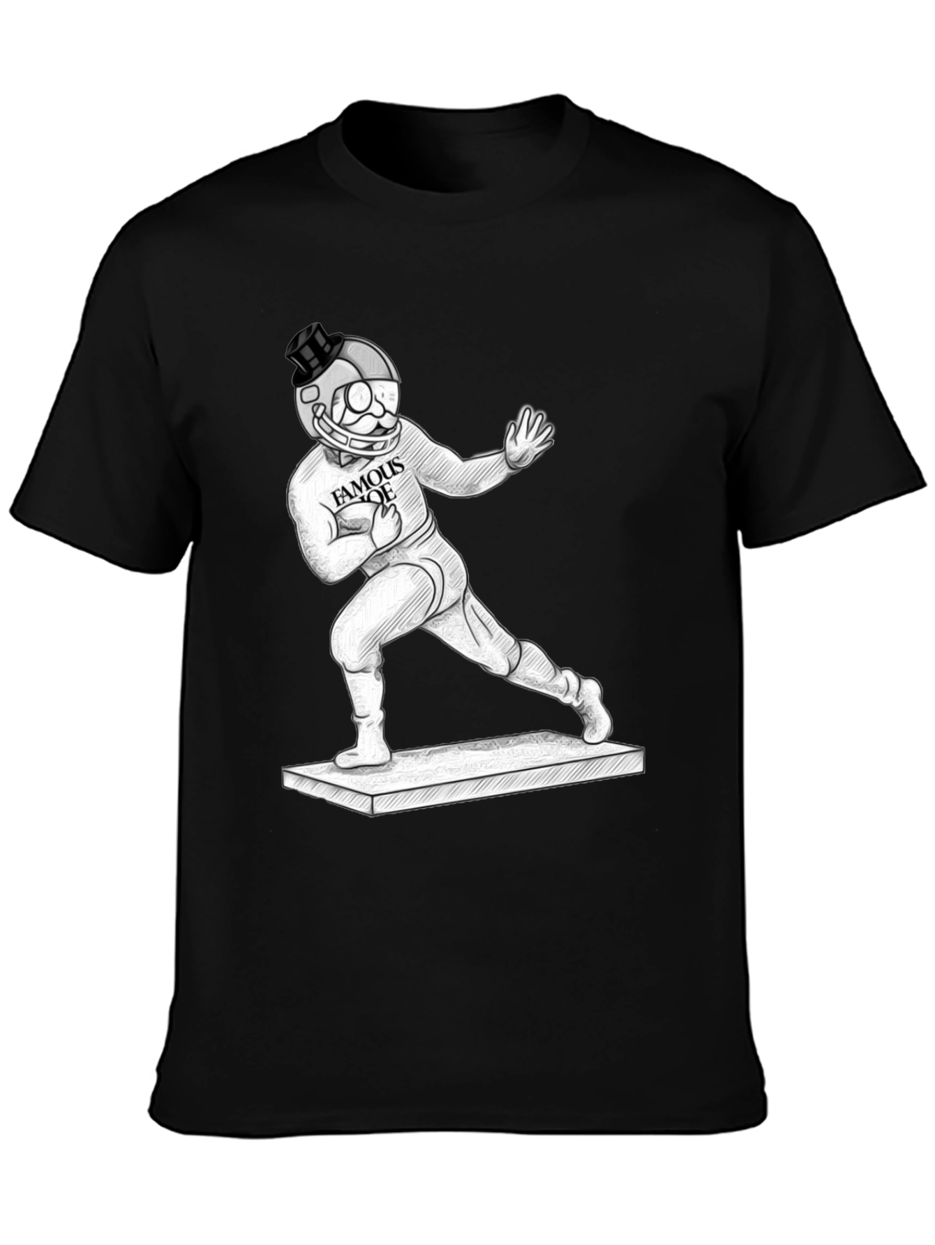 Camiseta Negra Gráfica Hombre Famous Joe Fútbol Americano