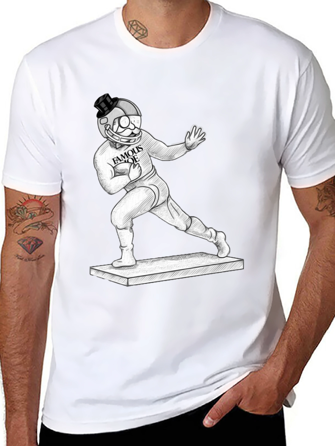 Camiseta Negra Gráfica Hombre Famous Joe Fútbol Americano
