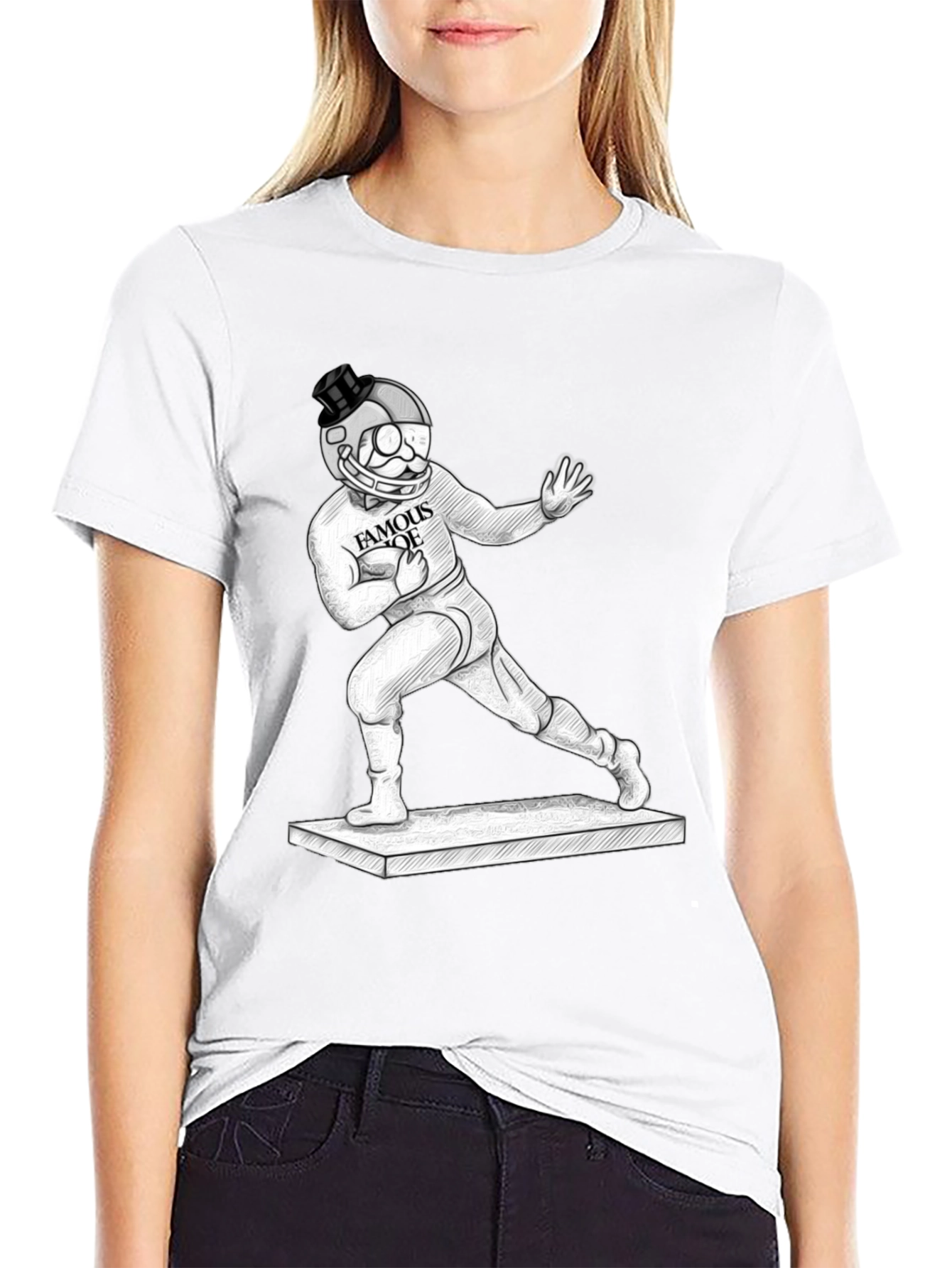 Camiseta Negra Gráfica Hombre Famous Joe Fútbol Americano