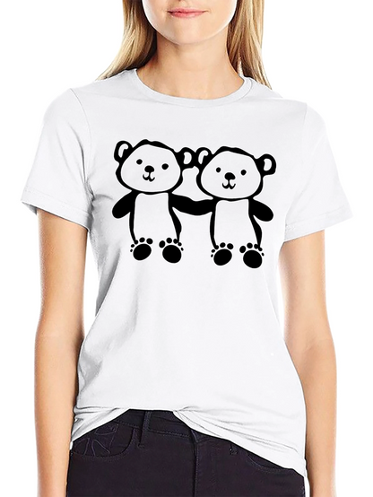 Camiseta Negra con Diseño de Ositos Adorable