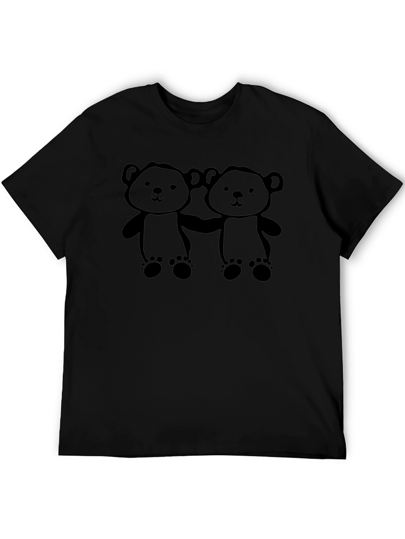 Camiseta Negra con Diseño de Ositos Adorable