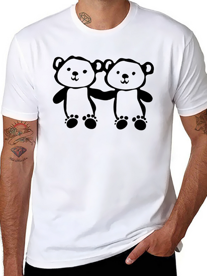 Camiseta Negra con Diseño de Ositos Adorable