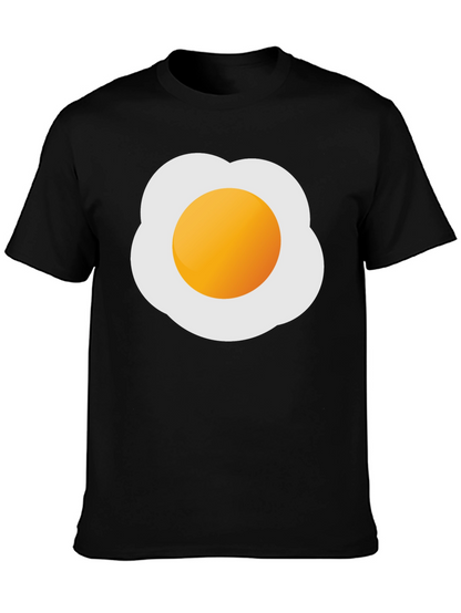 Camiseta Negra con Estampado de Huevo Frito