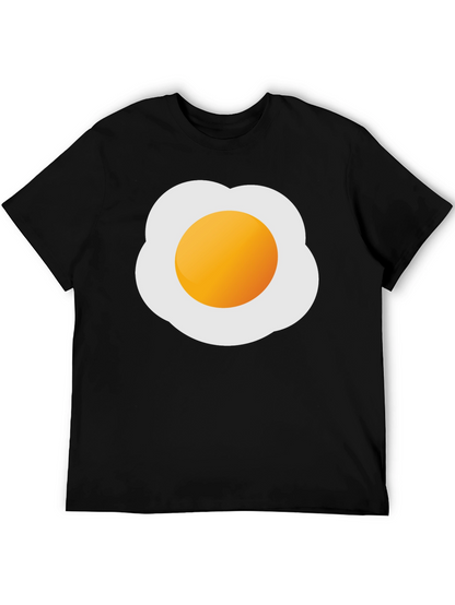 Camiseta Negra con Estampado de Huevo Frito