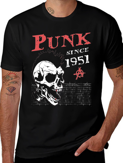Camiseta Negra Punk Since 1951 con Calavera