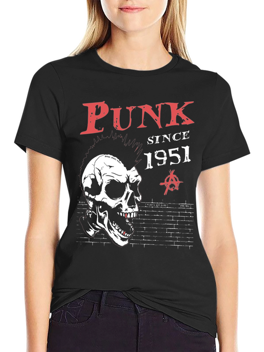 Camiseta Negra Punk Since 1951 con Calavera