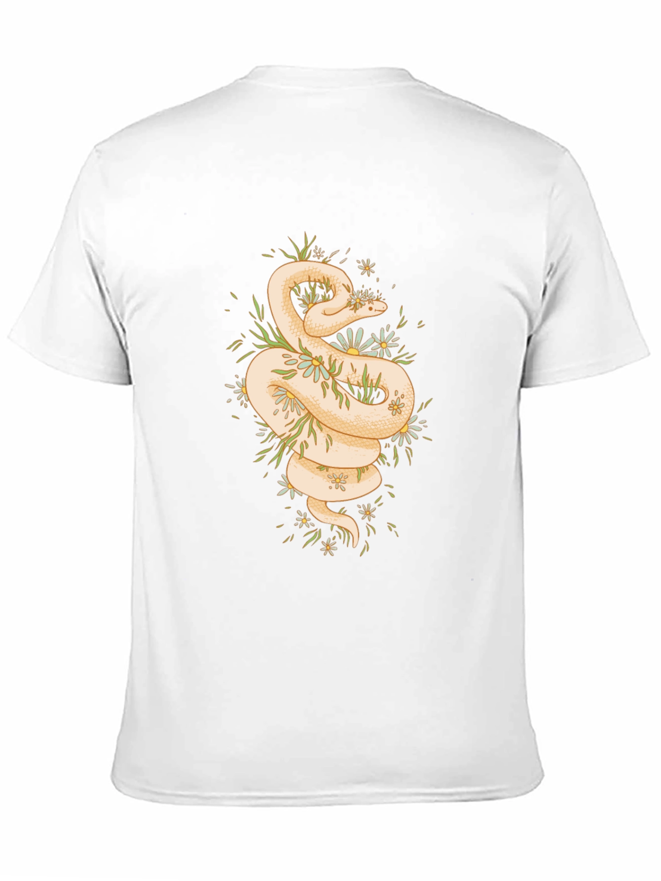Camiseta Negra con Diseño de Serpiente Floral