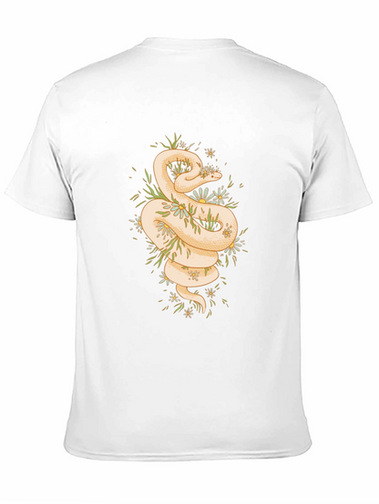 Camiseta Negra con Diseño de Serpiente Floral