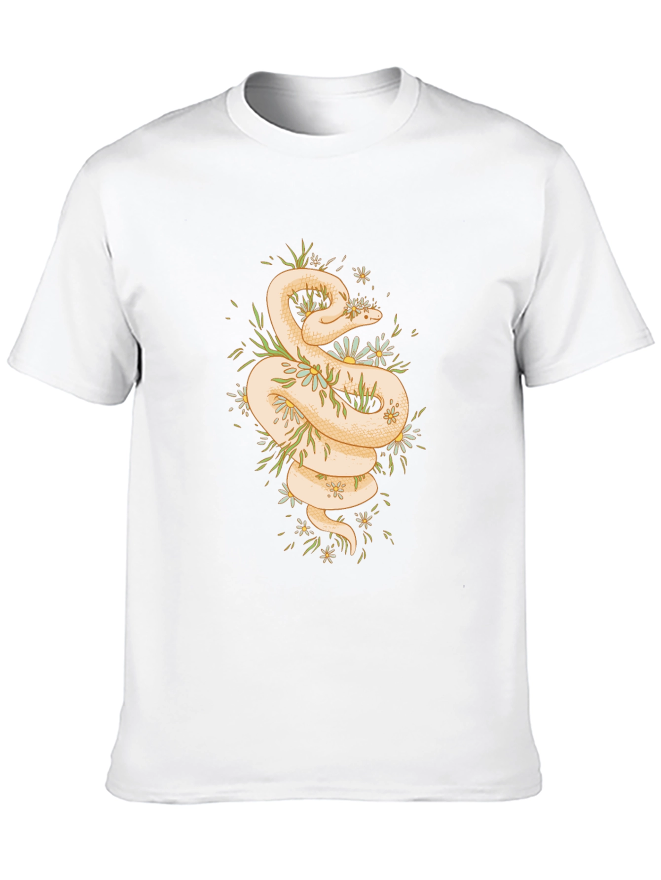 Camiseta Negra con Diseño de Serpiente Floral